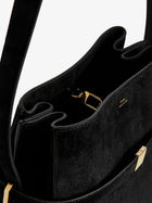 Toteme Women's Belted Suede Bucket Bag Black, view 3