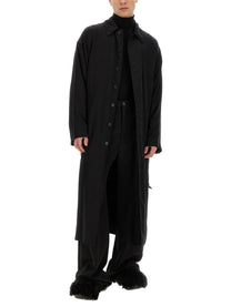 Balenciaga Men's Belted Trench Coat Black