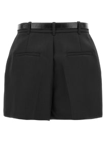 Elisabetta Franchi Belted Wool Shorts Black