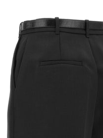 Elisabetta Franchi Belted Wool Shorts Black