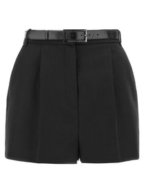 Elisabetta Franchi Belted Wool Shorts Black