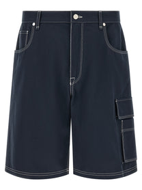 Fendi Bermuda Cargo Canvas Shorts Blue