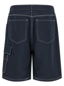 Fendi Bermuda Cargo Canvas Shorts Blue