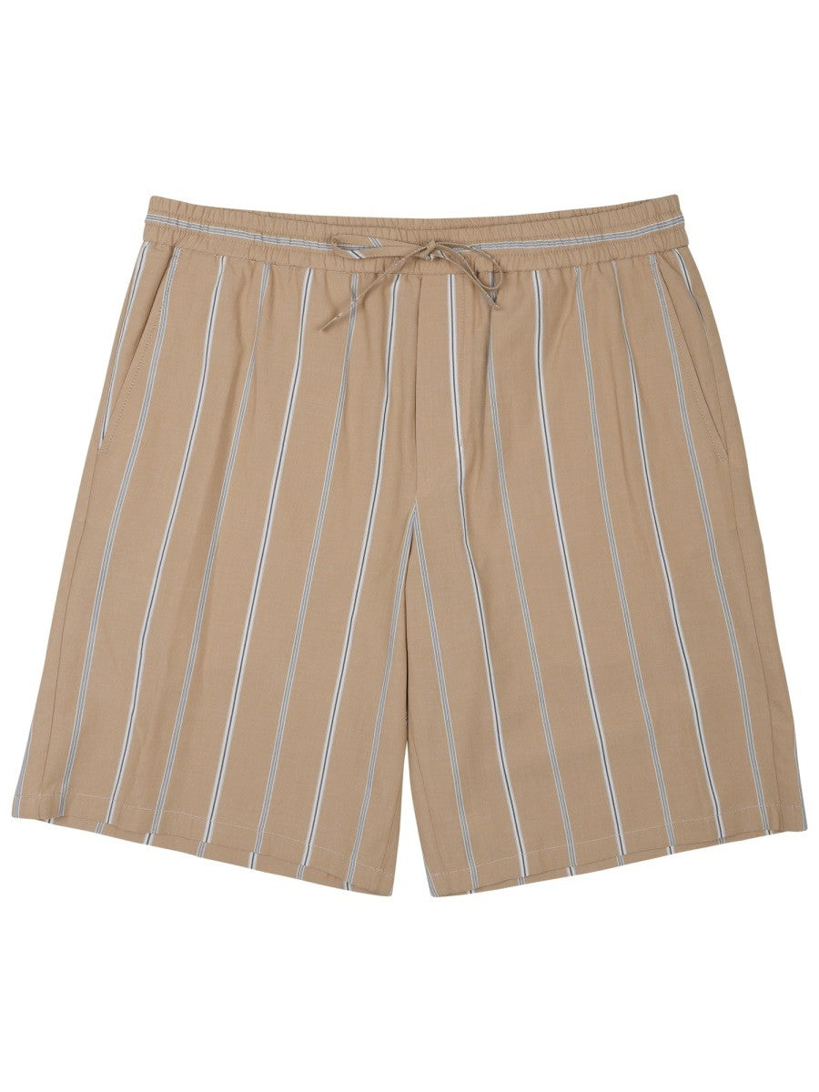 Paolo Pecora Milano Men's Bermuda Con Cintura Elastica in Cotone Beige