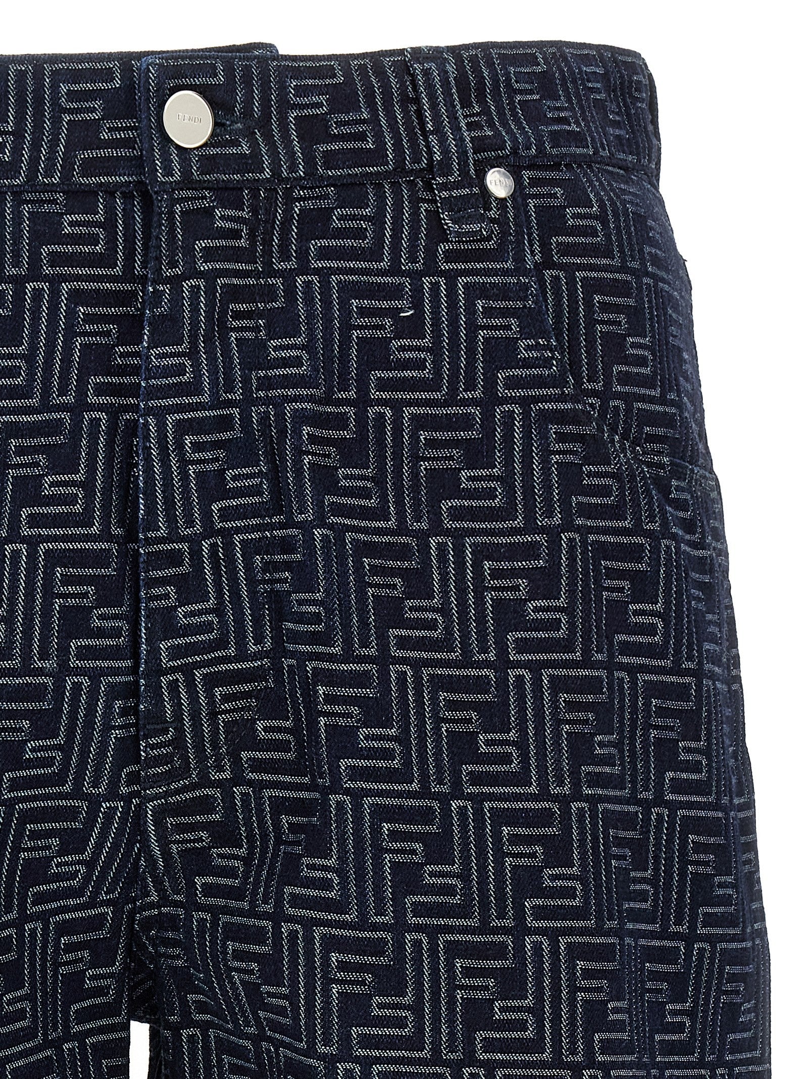 Fendi Bermuda Jeans Jacquard Blue