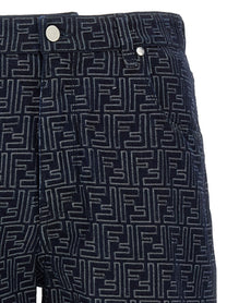 Fendi Bermuda Jeans Jacquard Blue