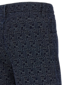 Fendi Bermuda Jeans Jacquard Blue