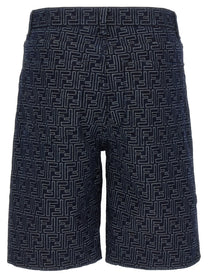 Fendi Bermuda Jeans Jacquard Blue