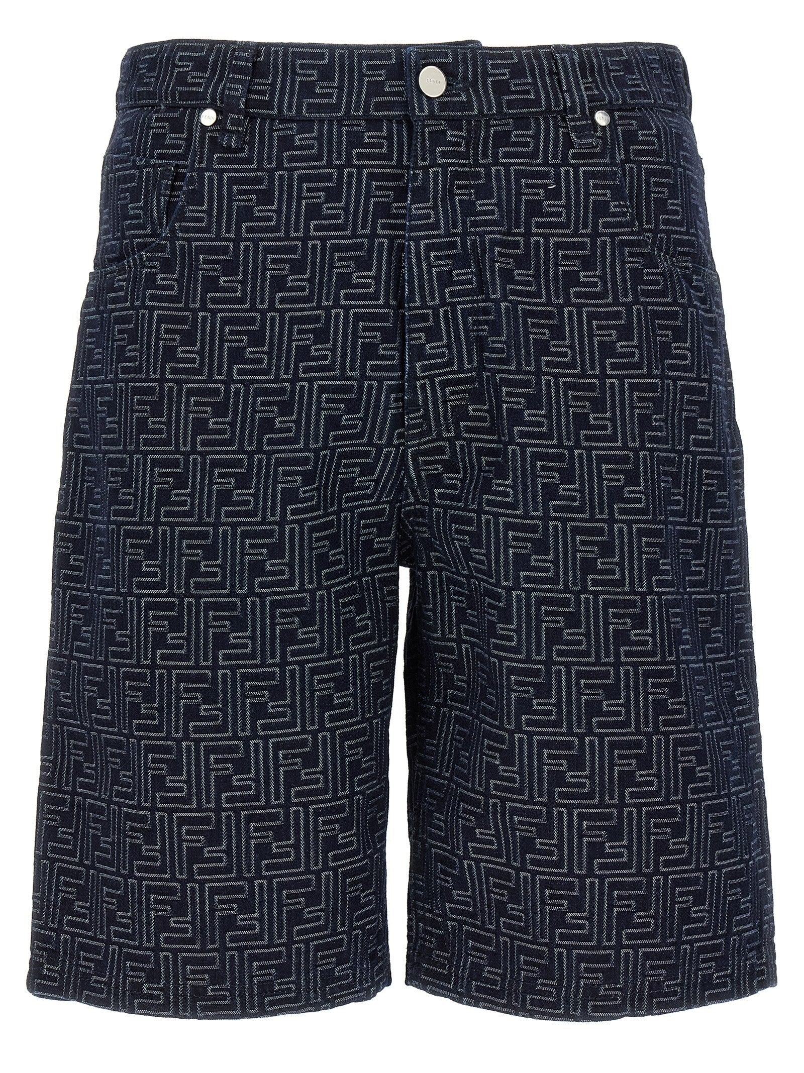 Fendi Bermuda Jeans Jacquard Blue