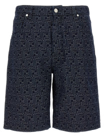 Fendi Bermuda Jeans Jacquard Blue