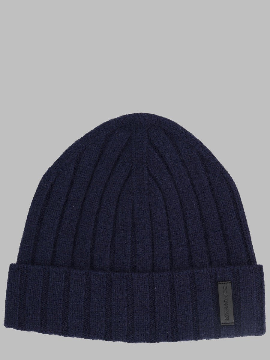 Emporio Armani Men's Berretto Coste Con Risvolto Ripiegato Blue