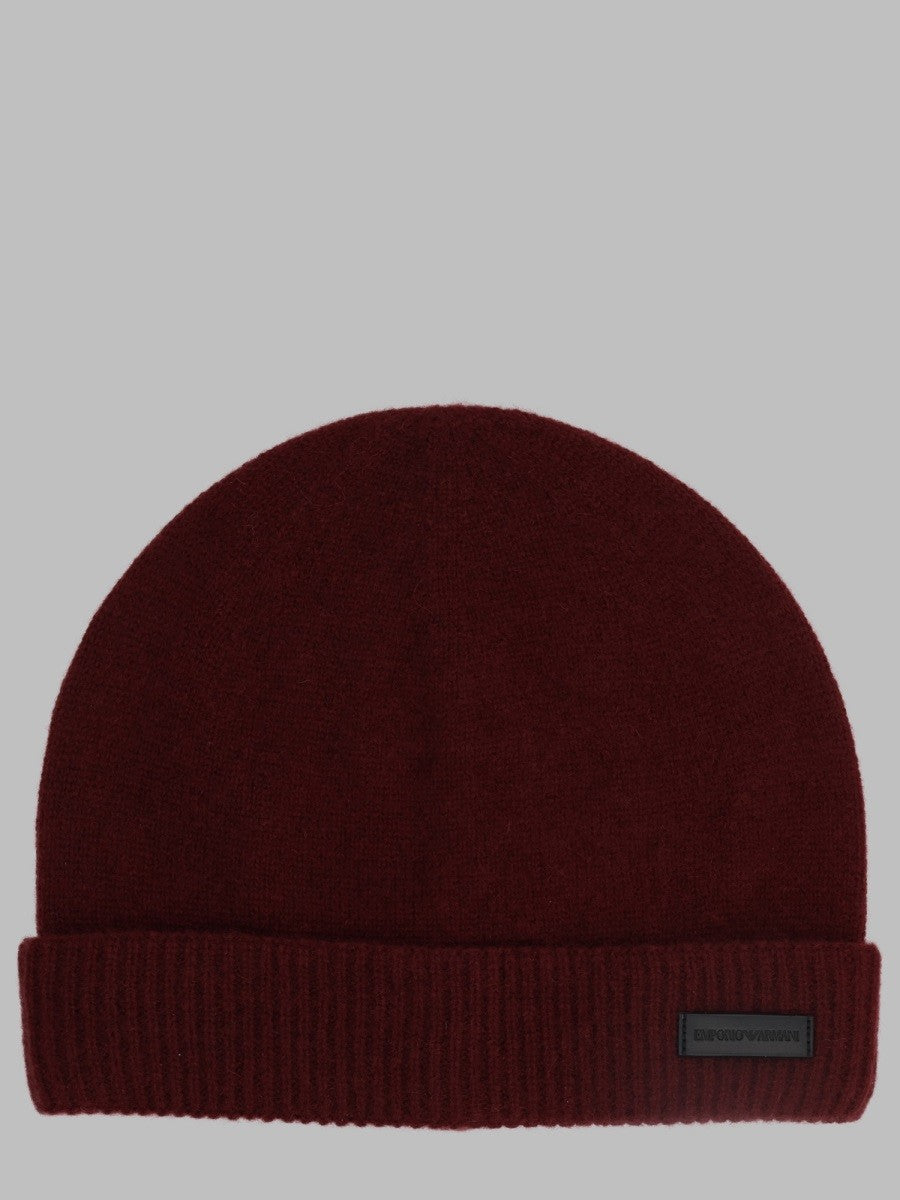 Emporio Armani Men's Berretto Con Bordo Coste Red