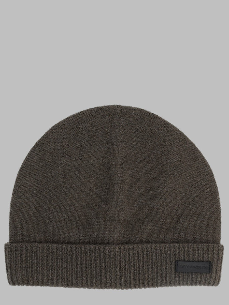 Emporio Armani Men's Berretto Con Bordo Coste Brown