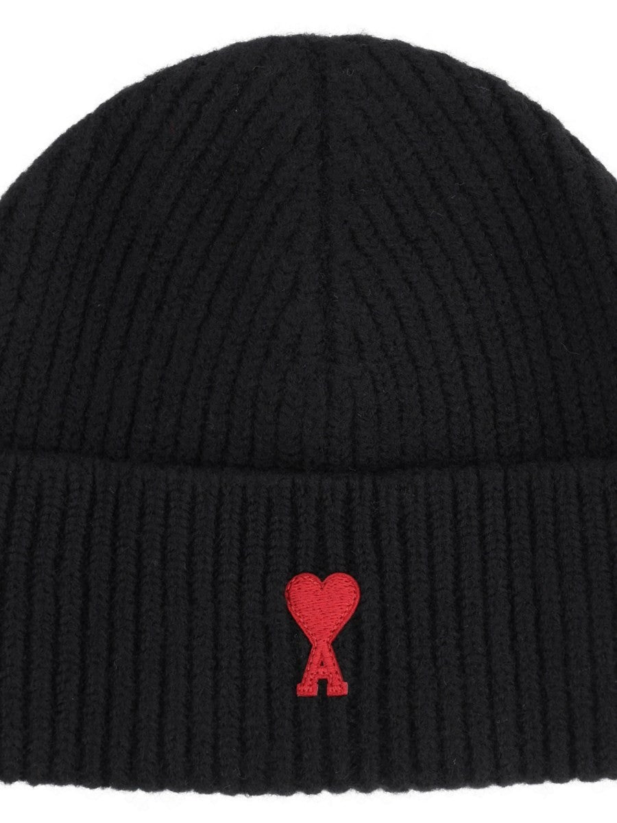 Ami Paris Unisex Beanie with Ami De Cœur Black, view 3