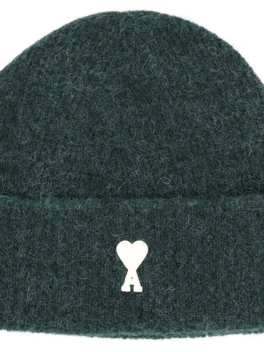 Ami Paris Unisex Beanie with Ami De Cœur Green, view 3