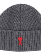Ami Paris Unisex Beanie with Ami De Cœur Grey, view 3