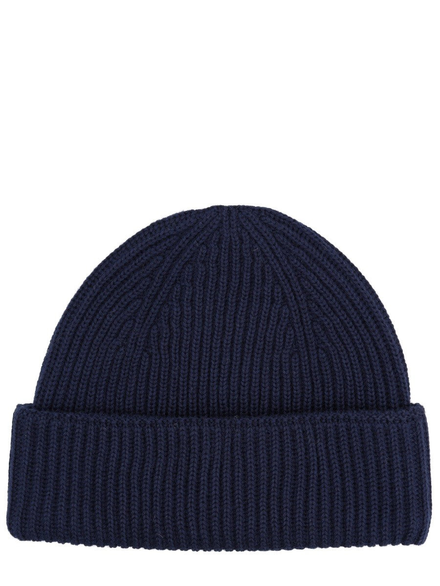 Maison Kitsuné Men's Beanie with Patch Volpe Blue