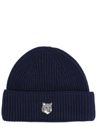 Maison Kitsuné Men's Beanie with Patch Volpe Blue