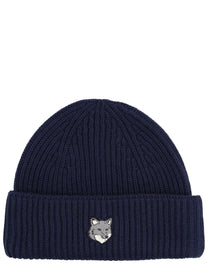 Maison Kitsuné Men's Beanie with Patch Volpe Blue