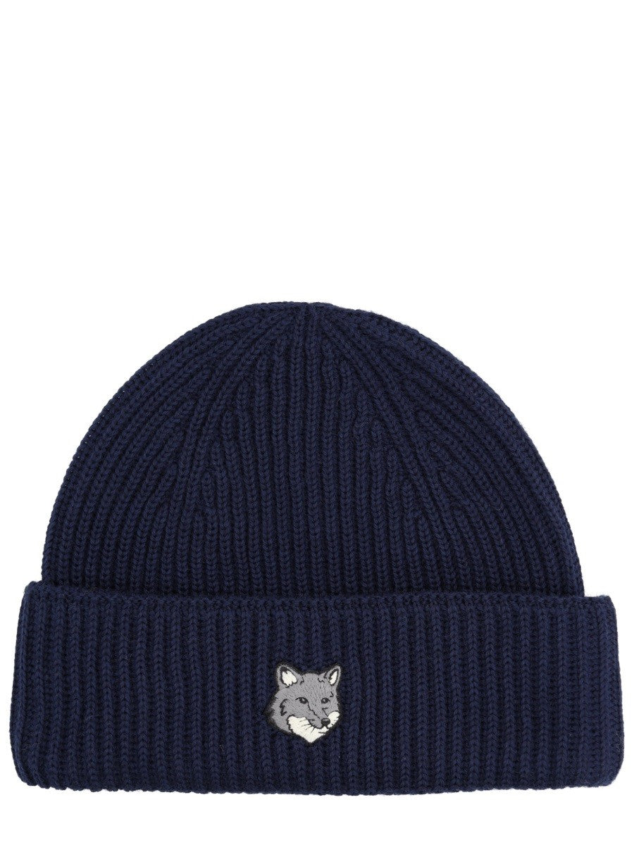 Maison Kitsuné Men's Beanie with Patch Volpe Blue
