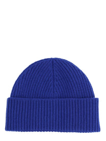 Ami Paris Unisex Wool Ribbed Beanie Blue