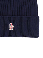 Moncler Grenoble Men's Wool Beanie with Patch Blue
