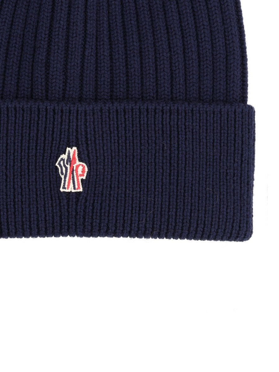 Moncler Grenoble Men's Wool Beanie with Patch Blue