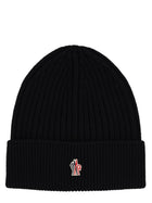 Moncler Grenoble Men's Wool Beanie with Patch Black