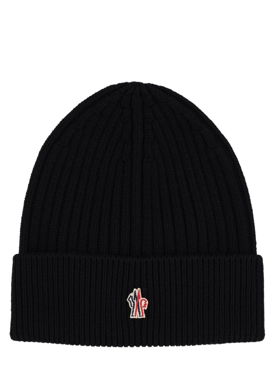 Moncler Grenoble Men's Wool Beanie with Patch Black