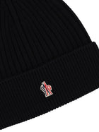Moncler Grenoble Men's Wool Beanie with Patch Black