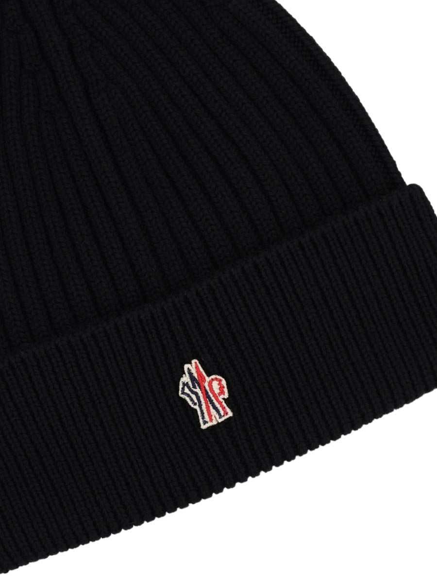 Moncler Grenoble Men's Wool Beanie with Patch Black