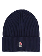 Moncler Grenoble Men's Wool Beanie with Patch Blue