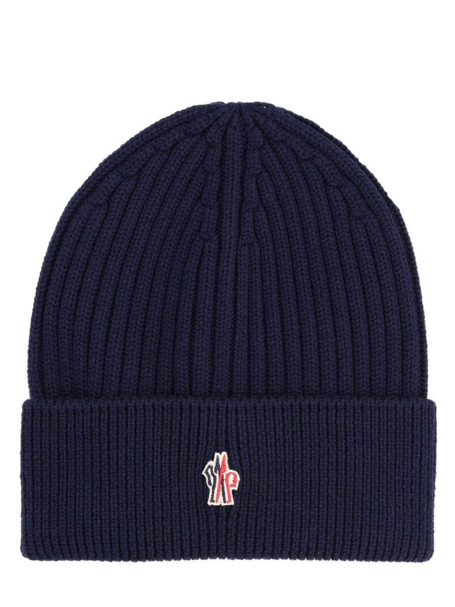 Moncler Grenoble Men's Wool Beanie with Patch Blue