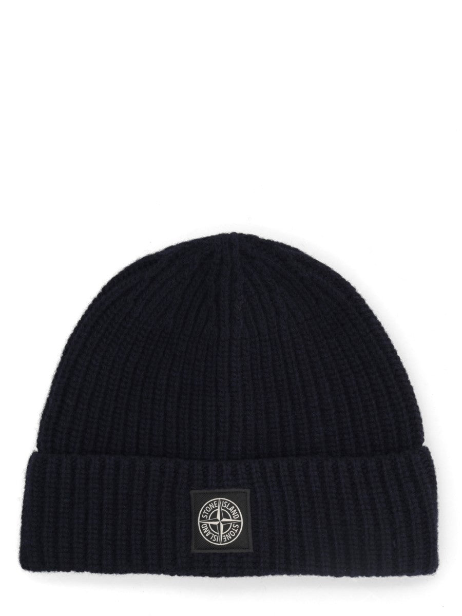 Stone Island Men's Berretto in Lana Vergine Blue