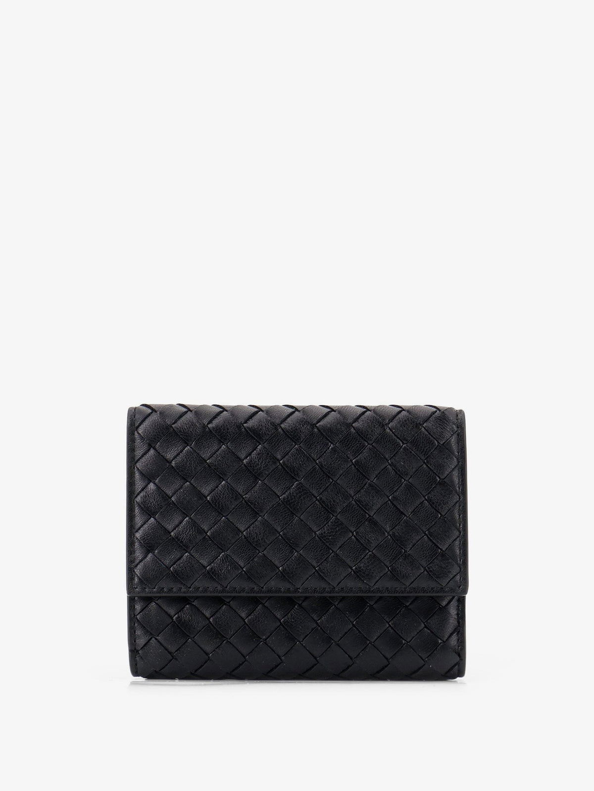 Bottega Veneta Women's Bi Fold Intrecciato Wallet Black