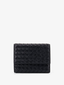 Bottega Veneta Women's Bi Fold Intrecciato Wallet Black