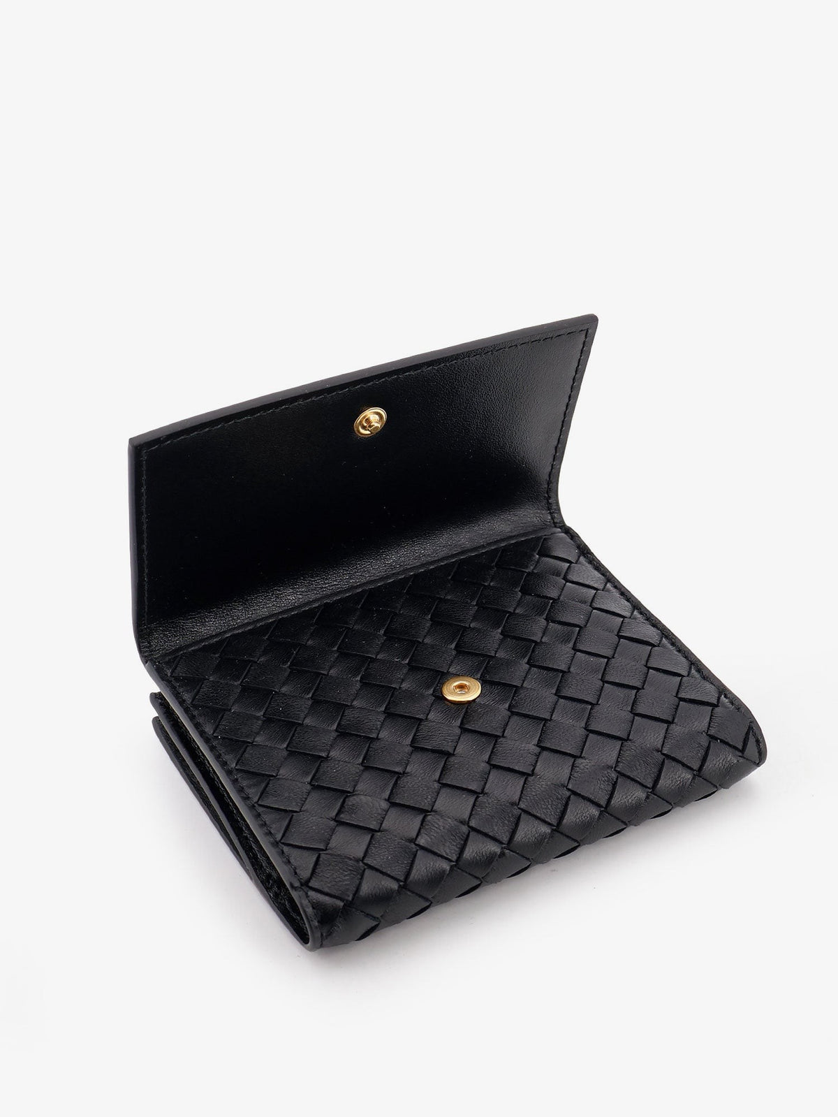Bottega Veneta Women's Bi Fold Intrecciato Wallet Black