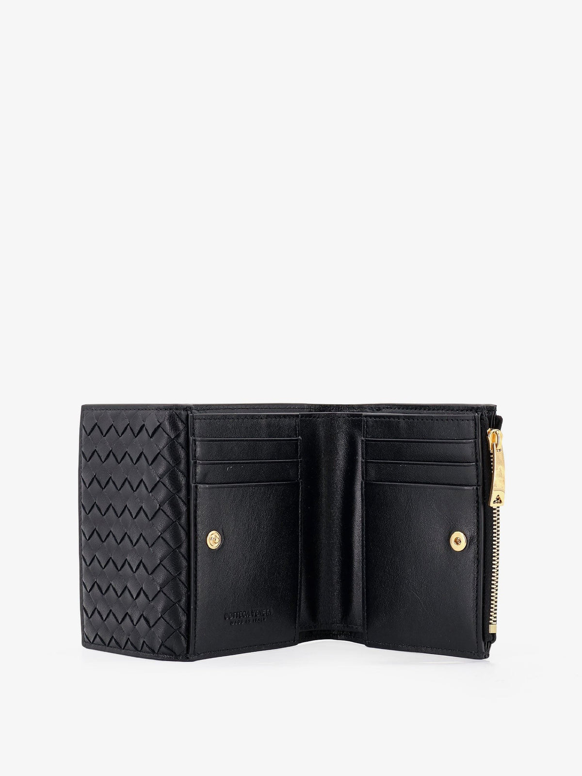 Bottega Veneta Women's Bi Fold Intrecciato Wallet Black