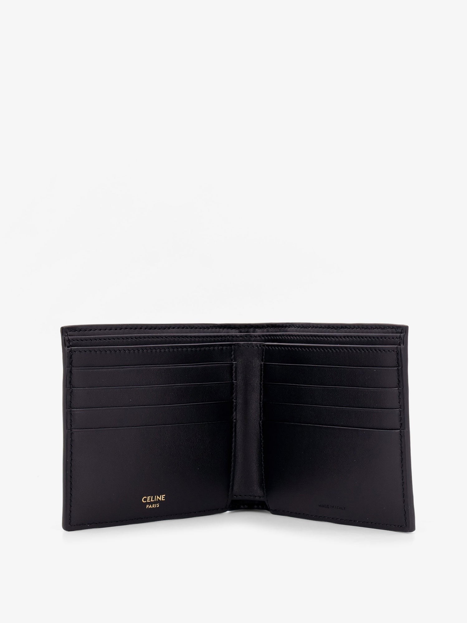 Celine Men's Bifold Triomphe Coated Canvas and Leather Wallet Black