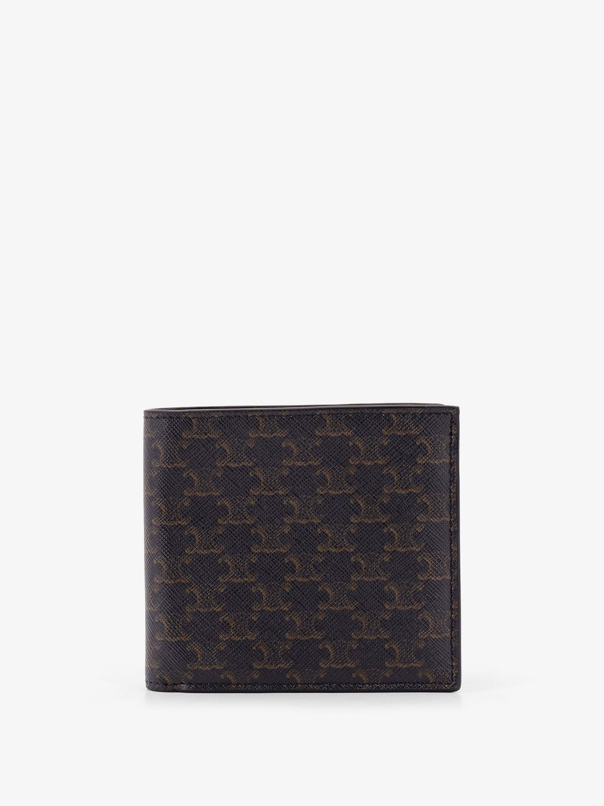 Celine Men's Bifold Triomphe Coated Canvas and Leather Wallet Black