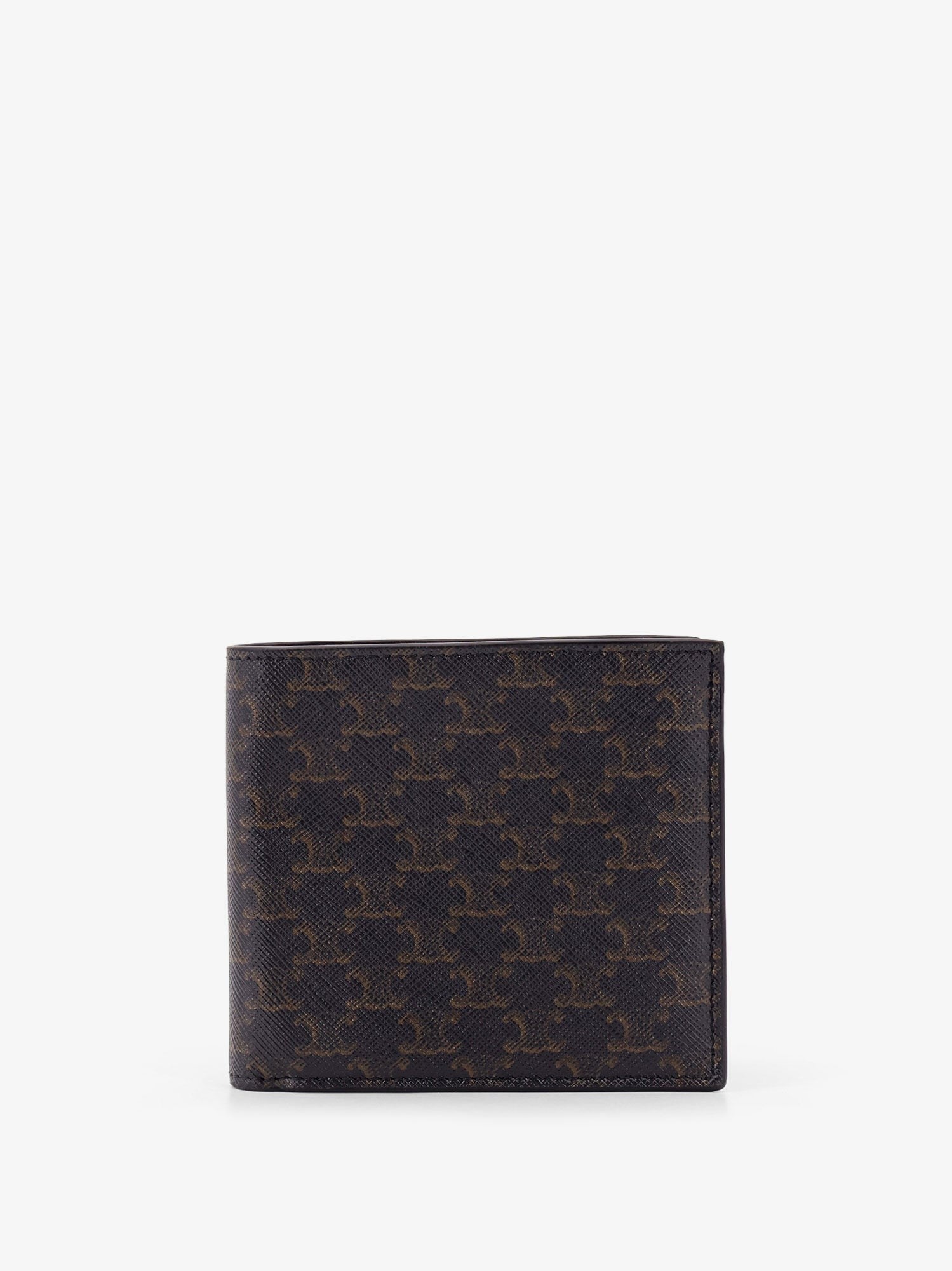 Celine Men's Bifold Triomphe Coated Canvas and Leather Wallet Black