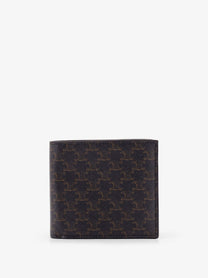 Celine Men's Bifold Triomphe Coated Canvas and Leather Wallet Black