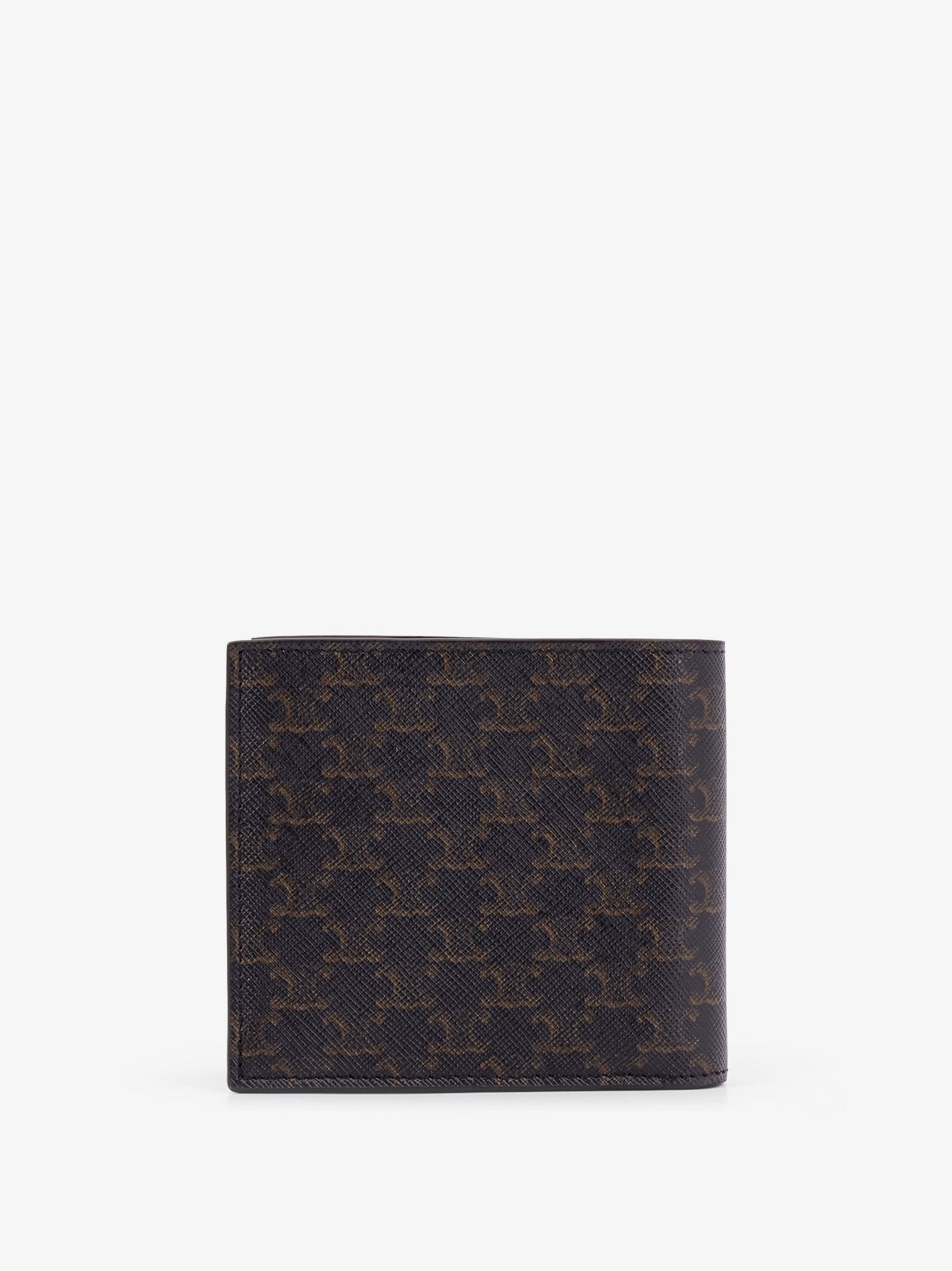 Celine Men's Bifold Triomphe Coated Canvas and Leather Wallet Black
