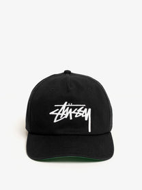 Stussy Men's Big Stock Mid Depth Cotton Baseball Hat Black