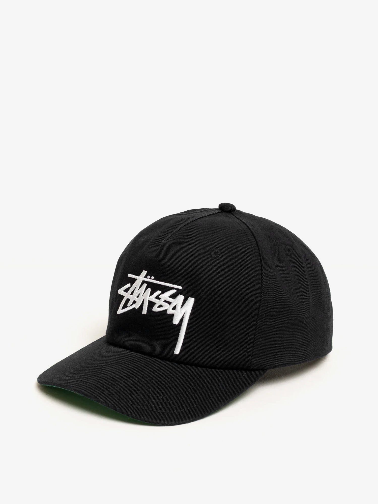 Stussy Men's Big Stock Mid Depth Cotton Baseball Hat Black