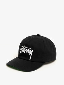 Stussy Men's Big Stock Mid Depth Cotton Baseball Hat Black