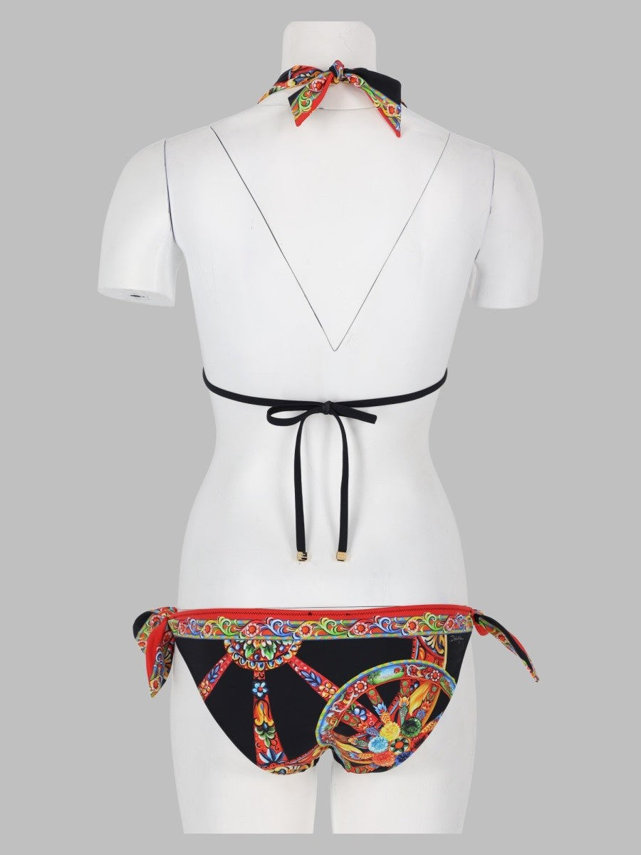Dolce &amp; Gabbana Women's Bikini Triangolo Con Stampa Black