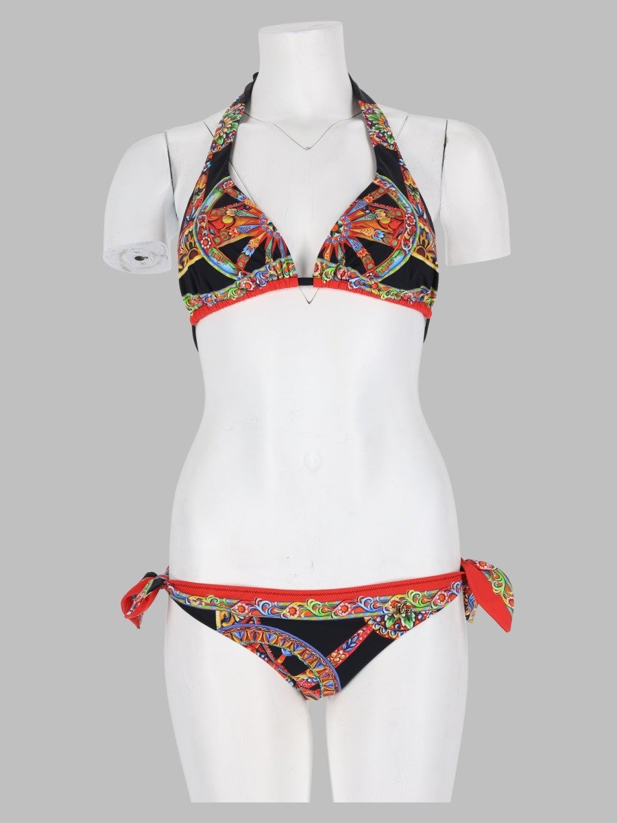Dolce &amp; Gabbana Women's Bikini Triangolo Con Stampa Black