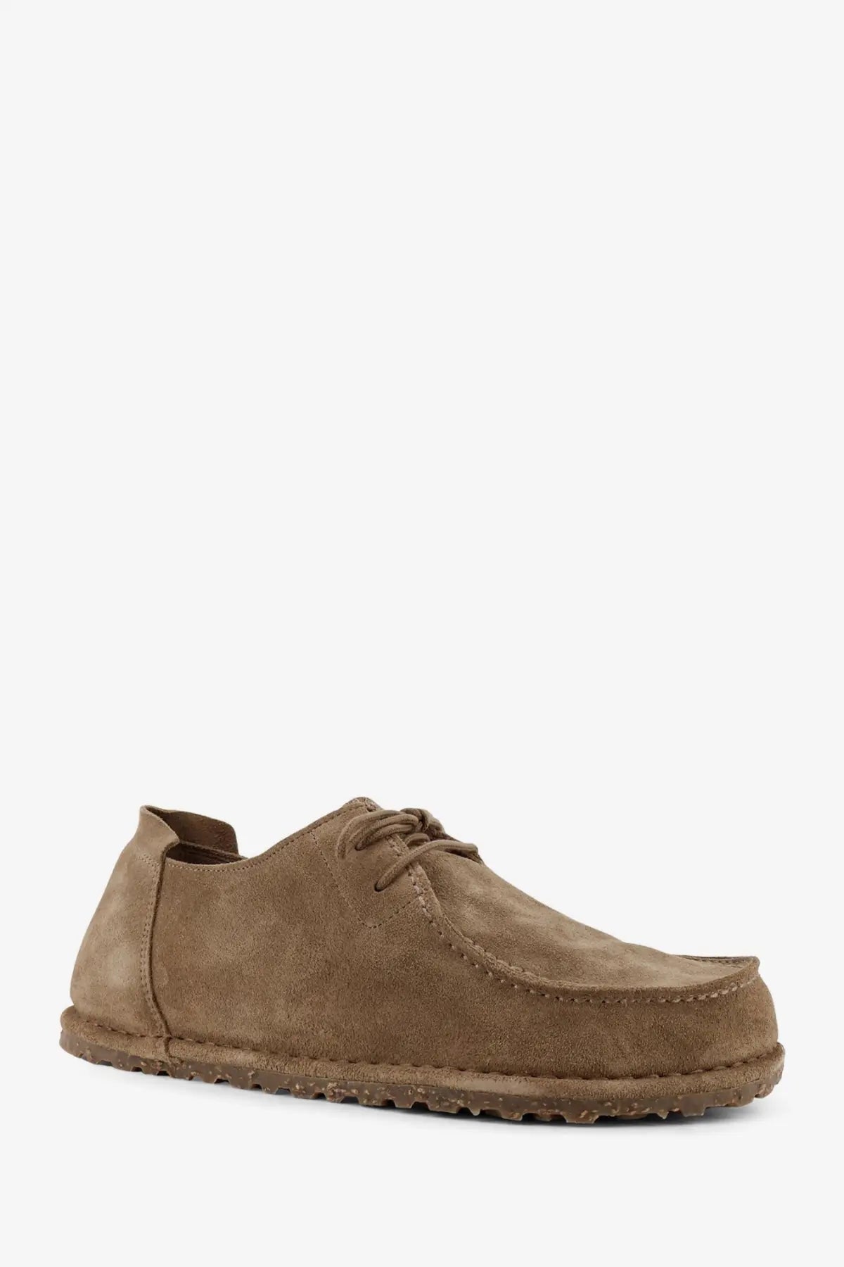 Birkenstock men’s utti beige suede lace up shoe with soft textured upper and durable rubber sole
