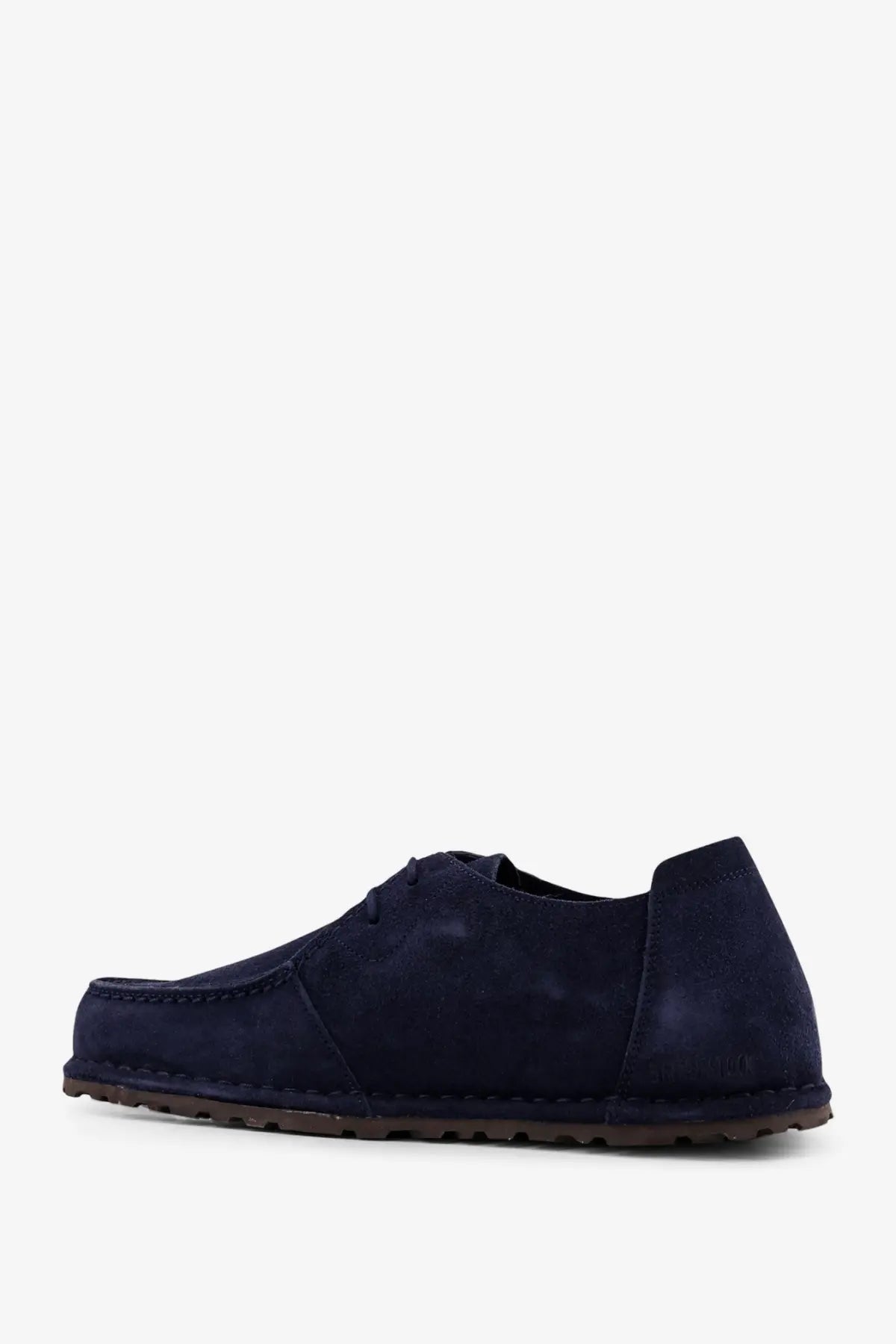 Birkenstock men’s Utti navy blue suede lace-up shoe with brown rubber sole for casual and formal wear